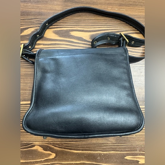 Coach Vintage Stewardess Black Leather Flap Shoulder Bag 9525 Rare Clean - Picture 7 of 11